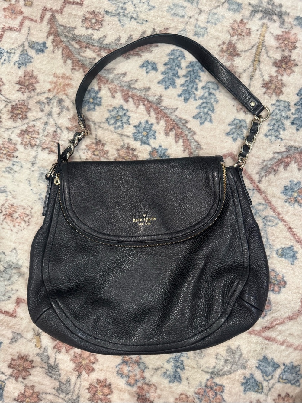 kate spade black Cobble Hill Penny pebbled leather bag